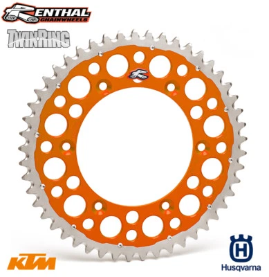 Renthal TwinRing Sprocket KTM SX SXF EXC EXC-F Husqvarna TC FE TE FC 50T Orange - Image 1 of 4