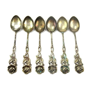 6x Espressolöffel / Mokkalöffel aus 835er Silber Hildesheimer Rose Mocha Spoons - Bild 1 von 4