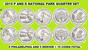 2015 P & D America the Beautiful Quarter 10 Coin Set - Picture 1 of 1