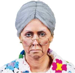 Old Lady Bun Wig Granny Gray Grey Fancy Dress Halloween Adult Costume Accessory - Picture 1 of 1
