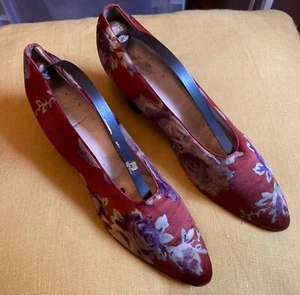 20er Jahre Seidenschuhe, geblümt, antik - Bild 1 von 14