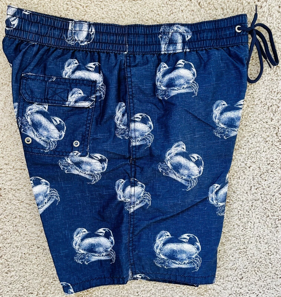 LN Merona Swim Trunks Vineyard Drawstring Pockets Mens Target Blue Beach Crab Foto 1 de 4