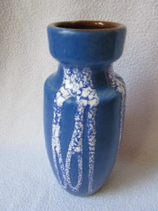 Scheurich Vase 210-18 Keramik Lavavase blau weiße Lava 60er Jahre 19x7,5cm Top - Picture 1 of 8