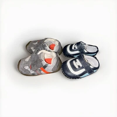 Pediped Lot of 2 Infant Barefoot Walking Shoes Boys Sz 3* & 0-6 Months Blue Gray - Image 1 of 4