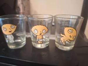 Lot of (3) Family Guy 1.5oz Shot Glass Clear Stewie Griffin - See Description - Picture 1 of 4