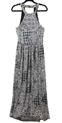 Womens Sleeveless Maxi Boho Dress Size M Empire Waist Handkerchief Print Flowy - Image 1 of 4