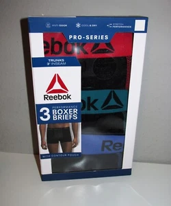 Mens Reebok Pro-Series Short Performance Boxer Briefs 3 PACK (Size XL) BRAND NEW - Picture 1 of 3