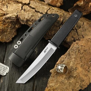 Cold steel fixed blade outdoor camping hunting knife black with sheath - Picture 1 of 2
