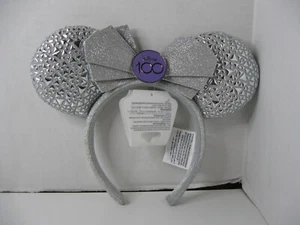 Orejas de Minnie Mouse Disney 100 Aniversario Diadema Plata Brillante Disfraz para Adulto - Imagen 1 de 2