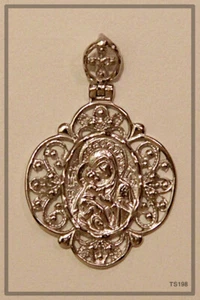 MOTHER OF GOD THE VIRGIN ICON 925 GOLD CROSS PENDANT (TS198) - Picture 1 of 5