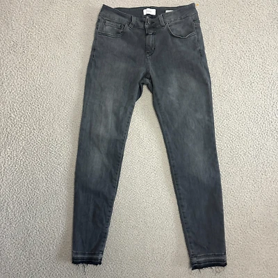 Pantalones de mezclilla cerrados para mujer 27 BAKER Candiani grises hechos en Italia dobladillo masticado crudo Foto 1 de 4