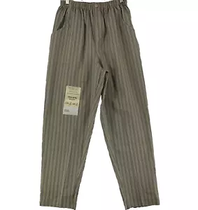 Set 2 Bobbie Brooks Damenhosen Größe 16WP braun grün gestreift Paperbag-Stil Twill - Bild 1 von 10