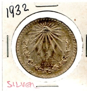 PLATA MEXICANA 1932 1 Pesos ALTA CALIDAD ESTADO .3856 (ASW) ABIERTO 9 - Imagen 1 de 4