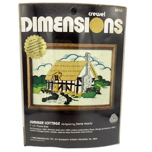 Dimensions Crewel #6010 Summer Cottage 7"x 5" ricamo USA vintage 1980 NUOVO - Foto 1 di 9
