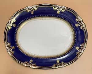Spode Lancaster Cobalt 15” Serving Platter - Raised Gold Trim - Picture 1 of 7