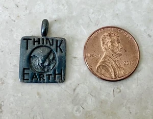 Sterling Silver Think Earth Pendant Charm - Picture 1 of 2