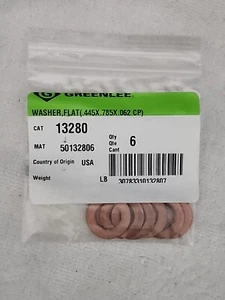 Greenlee 13280 flache Waschmaschine .445x.785x.062 6er-Pack - Bild 1 von 2