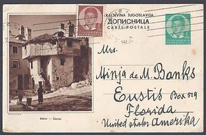 YUGOSLAVIA 1938 US UPRATED POSTAL CARD SUSAK TO FLORIDA - Picture 1 of 2