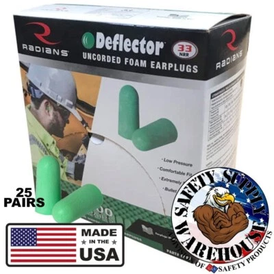 Radians FP90 偏转器 绿色耳塞 Uncorded NRR33 25 对/盒 — 第 1/4 张图片