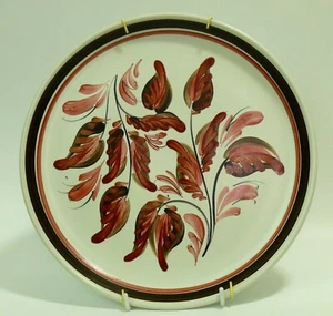 Vintage Wall Plate Ceramic Hand Painted Leaves Pattern - Picture 1 of 4