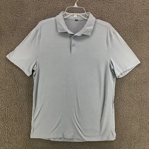 Lululemon Men's Polo Shirt Light Blue Grey No Size Tag Measures Medium Stretch - Picture 1 of 10