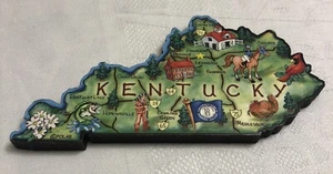 Kentucky Art Map Wood Fridge Magnet ~ Made In Canada - Picture 1 of 3