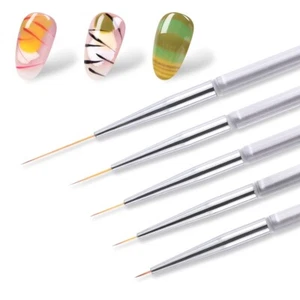 5Pcs/Set Nail Liner Brush Transparent Brush Holder Printing Drawing Pen Tool Kit - Picture 1 of 10