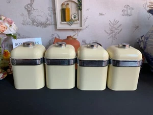 4 Vintage Swan Retro Cream Kitchen Canisters, Tins, storage pots - Picture 1 of 11