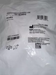 AirFit N20 ResMed Replacement Cushion 63552 Size Large - Picture 1 of 2