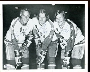Gordie Howe Mark Marty Howe Signed Photo 8x10 Autographed Houston Aeros JSA - Picture 1 of 2