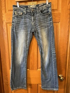 Vaqueros de mezclilla azul corte bota AN75 BKE con hebilla carter para hombre 30S - Imagen 1 de 4