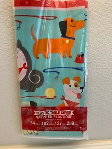 Dog Party Plastic Banquet 54" x 102" Tablecloth  - Picture 1 of 3