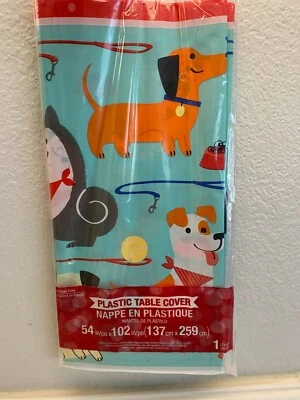 Dog Party Plastic Banquet 54" x 102" Tablecloth  - Image 1 of 3