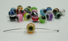 Orange Evil Eye Beads Round 8mm White & Black Striped Resin w Black Eye Qty 24
