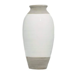 25 in. Gray Ceramic Decorative Vase with White Body - Picture 1 of 9