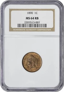 1890 Indian Cent MS64RB NGC - Picture 1 of 2