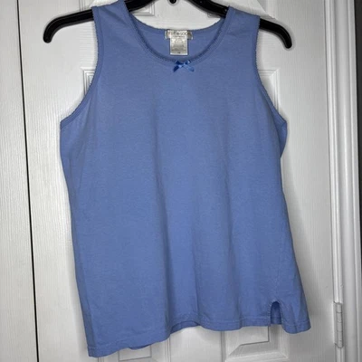 Prendas para dormir grandes vintage Fruit of the Loom azul camiseta sin mangas detalle de moño algodón Foto 1 de 4