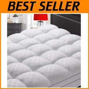 White Twin Mattress Topper with Down Alternative Filling - Picture 1 of 9
