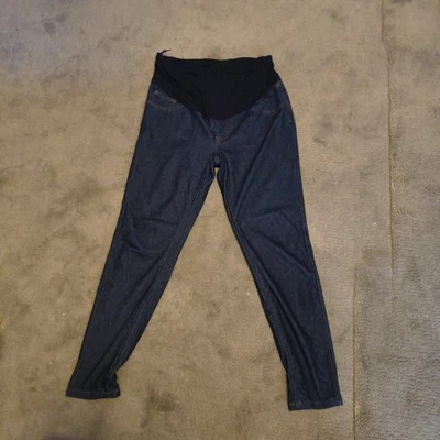 Maternity Skinny Blue Jeans Sz L Blue Savvy Full Panel Stretch Denim Med Wash - Image 1 of 2