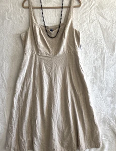 Old Navy Maxikleid Xl Ärmellos Flachs Leinenmischung Beige Neu mit Etikett Fit And Flare - Bild 1 von 15