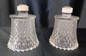 2 pares de tazas votivas vintage de vidrio transparente con clavija de diamante MCM - Imagen 1 de 6