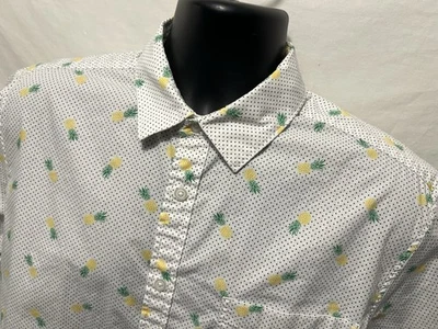 Apt 9 Men's HEIQ Polka Dot S/S Button Front Shirt White Pineapple Sz L Cotton A8 - Image 1 of 4