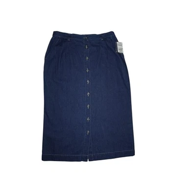 Винтажный Cabin Creek джинсовой ткани кнопка спереди юбка темно Stonewash размер 14P новый с Ярлыками - Изображение 1 из 4