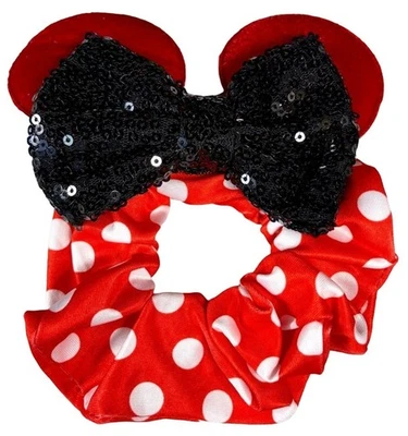 Orejas de Minnie Mouse Pelo Crujiente Banda Goma para Cabello Lentejuelas Negras Lazo Lunares Foto 1 de 4