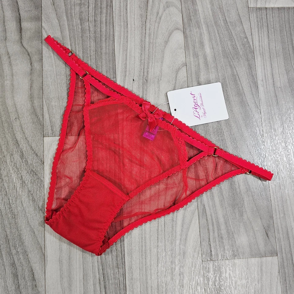 Трусики короткие L'Agent от Agent Provocateur Mariona красные кружевные с вырезом, размер 4 L - Изображение 1 из 4