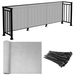 35in Balcony Fence Screen Privacy Deck Railing Fabric Shelter Shade Cover Gray - Picture 1 of 11
