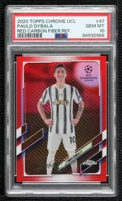 2020 Topps Chrome UCL Red Carbon Fiber Refractor Paulo Dybala #47 PSA 10 GEM MT - Image 1 of 2