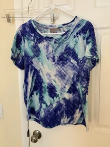Camicia donna Chicos 3 XL 16 manica corta fantasia blu e verde - Foto 1 di 5