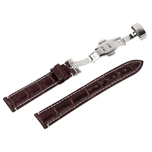 20mm Grain PU Uhrenarmband mit Faltschließe (braun) - Bild 1 von 4