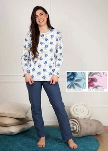 Damen Pyjama warm Baumwolljersey Wolle Silvia 43800 - Bild 1 von 1
